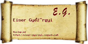 Eiser Györgyi névjegykártya