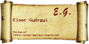 Eiser Györgyi névjegykártya
